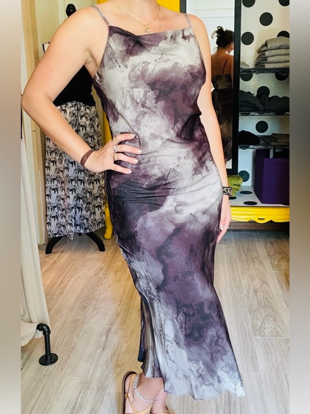 NWT Grade & Gather Tie Dye Slip Dress Aubergine Purple